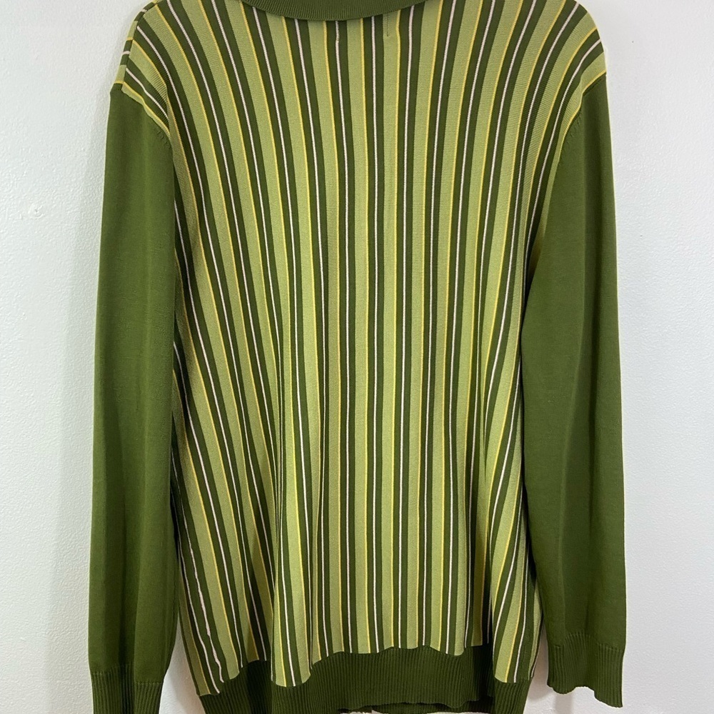 UNRL Barstool Y2K Golf Cardigan Men's M Striped Green Retro Sports Grandpa - Picture 3 of 9